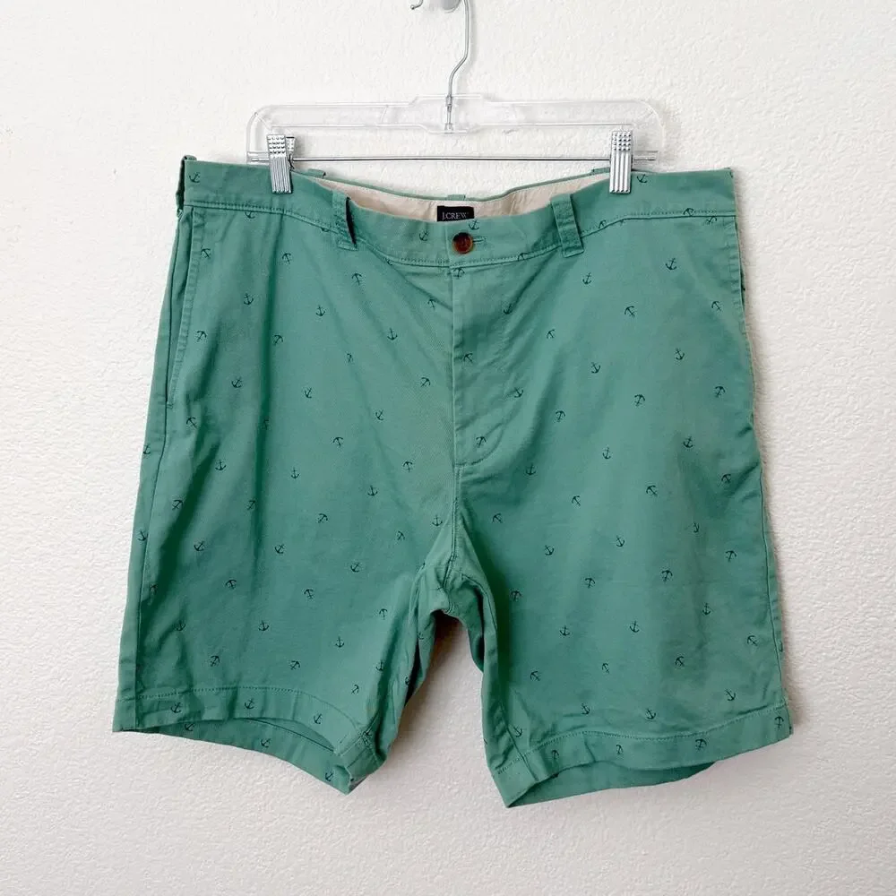 [J. Crew Factory] Green Anchor Print Stretch 9